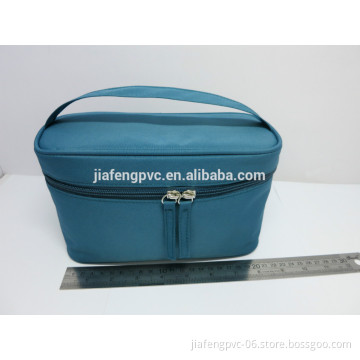 High quality bule color Micro-fiber make up bag with handle on top